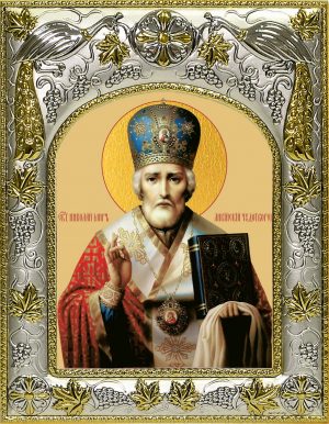 Икона Николай Чудотворец, архиепископ Мир Ликийских в окладе