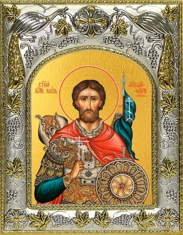 Икона князя Александра Невского в окладе