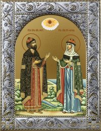 Икона Петр и Феврония благоверные икона в окладе