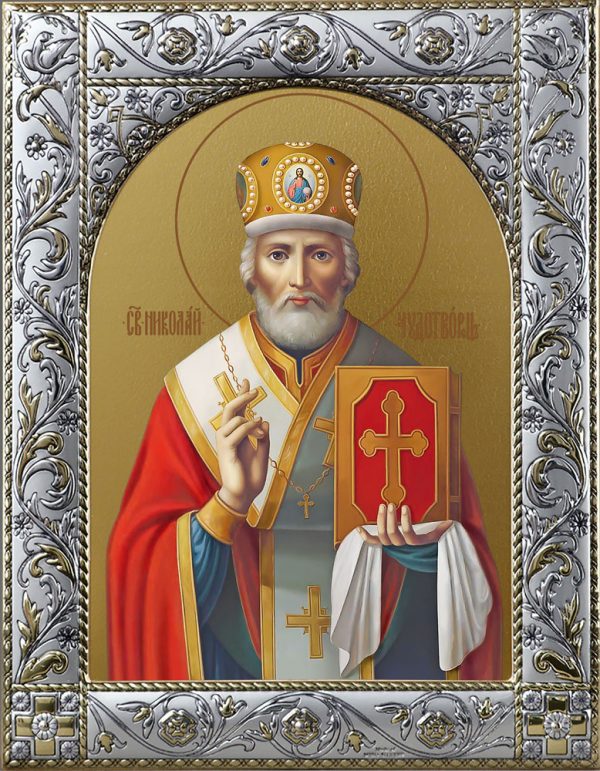 Купить икону Николай чудотворец, архиепископ Мир Ликийских, святитель в окладе
