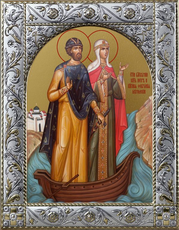 Икона Петр и Феврония благоверные икона в окладе