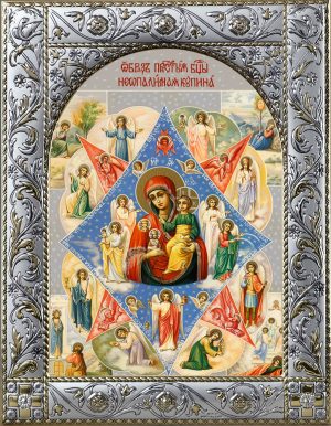 Неопалимая Купина икона Божией Матери в окладе