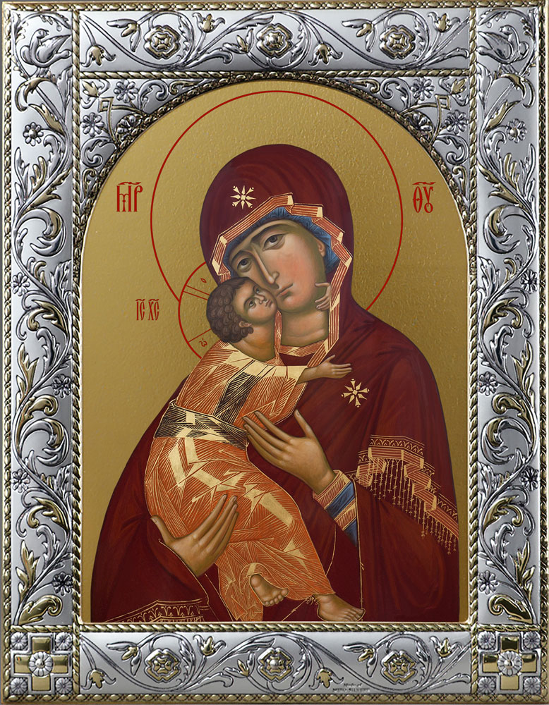 Владимирская икона Божией Матери в окладе