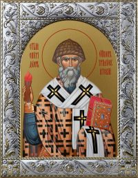 Икона Спиридон Тримифунтский святитель в окладе