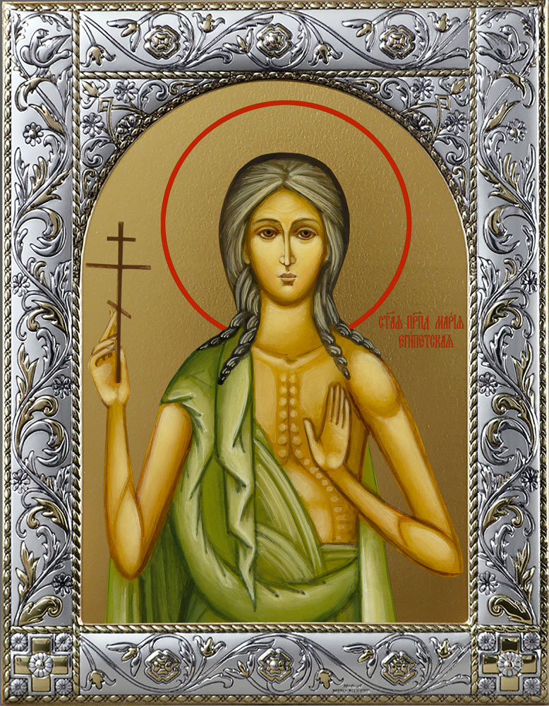 Мария Египетская преподобная икона в окладе