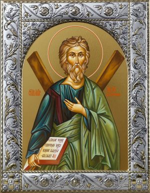 Икона Андрей Первозванный апостол в окладе
