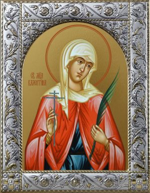Икона Валентина Кесарийская мученица в окладе
