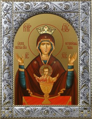 Неупиваемая чаша икона Божией Матери в окладе