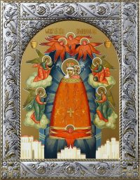 Прибавление Ума икона Божией Матери в окладе