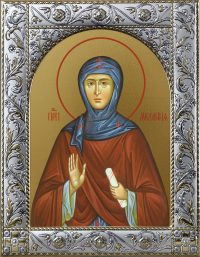 Мелания Римляныня преподобная, икона в окладе