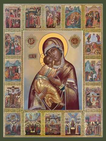 Владимирская икона Божией Матери с клеймами (арт.06331)