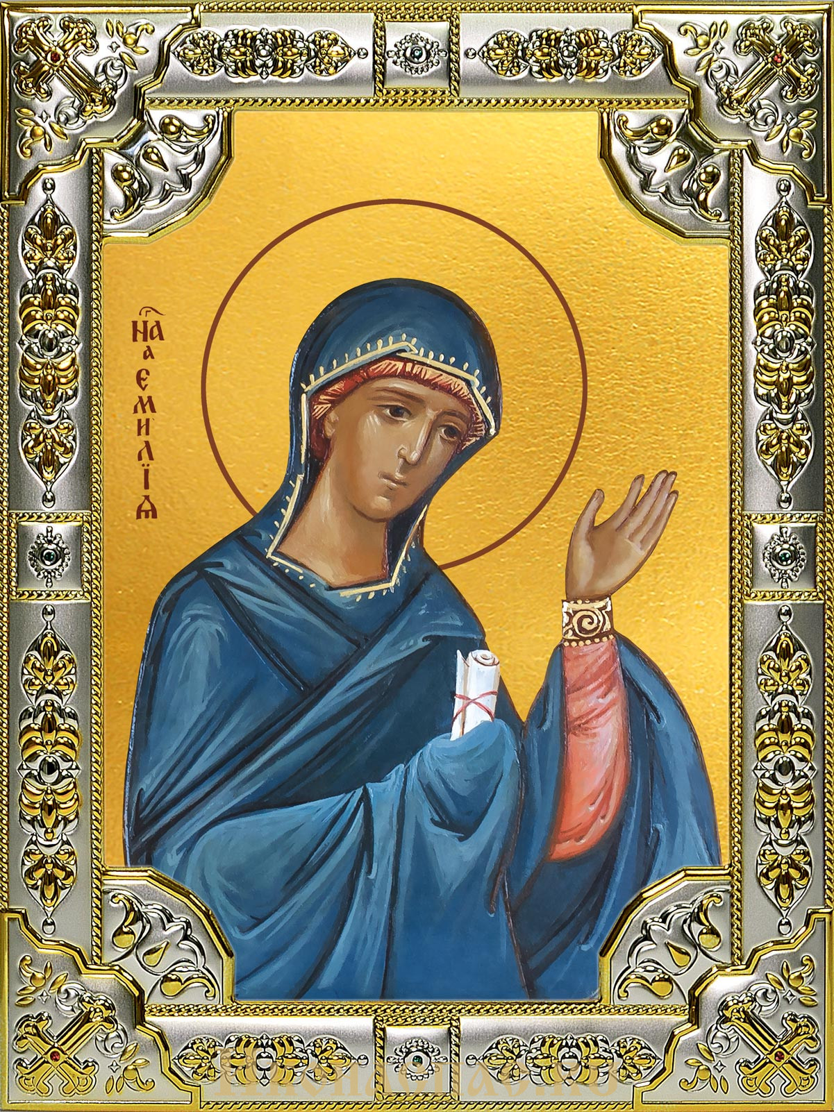 Икона Емилия Кесарийская (Каппадокийская) преподобная, 18х24 см, в окладе B-008