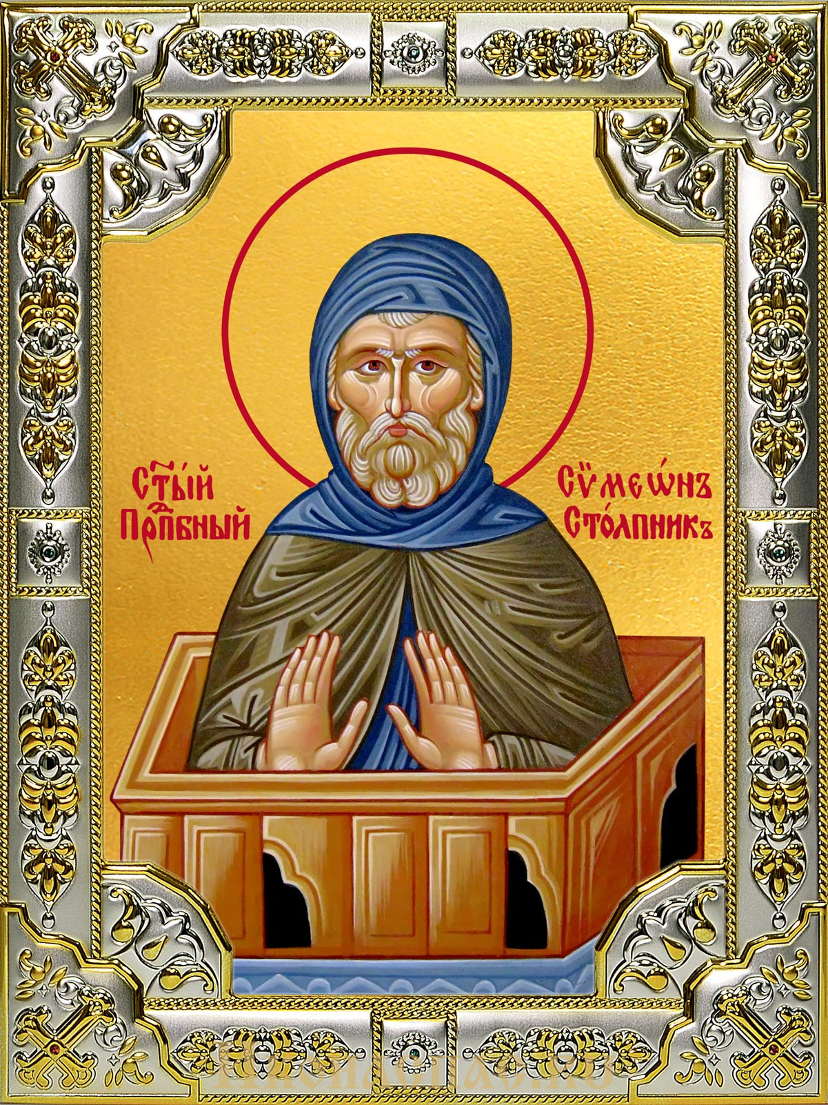 Икона Симеон (Семен) Столпник преподобный, 18х24 см, в окладе B-4864