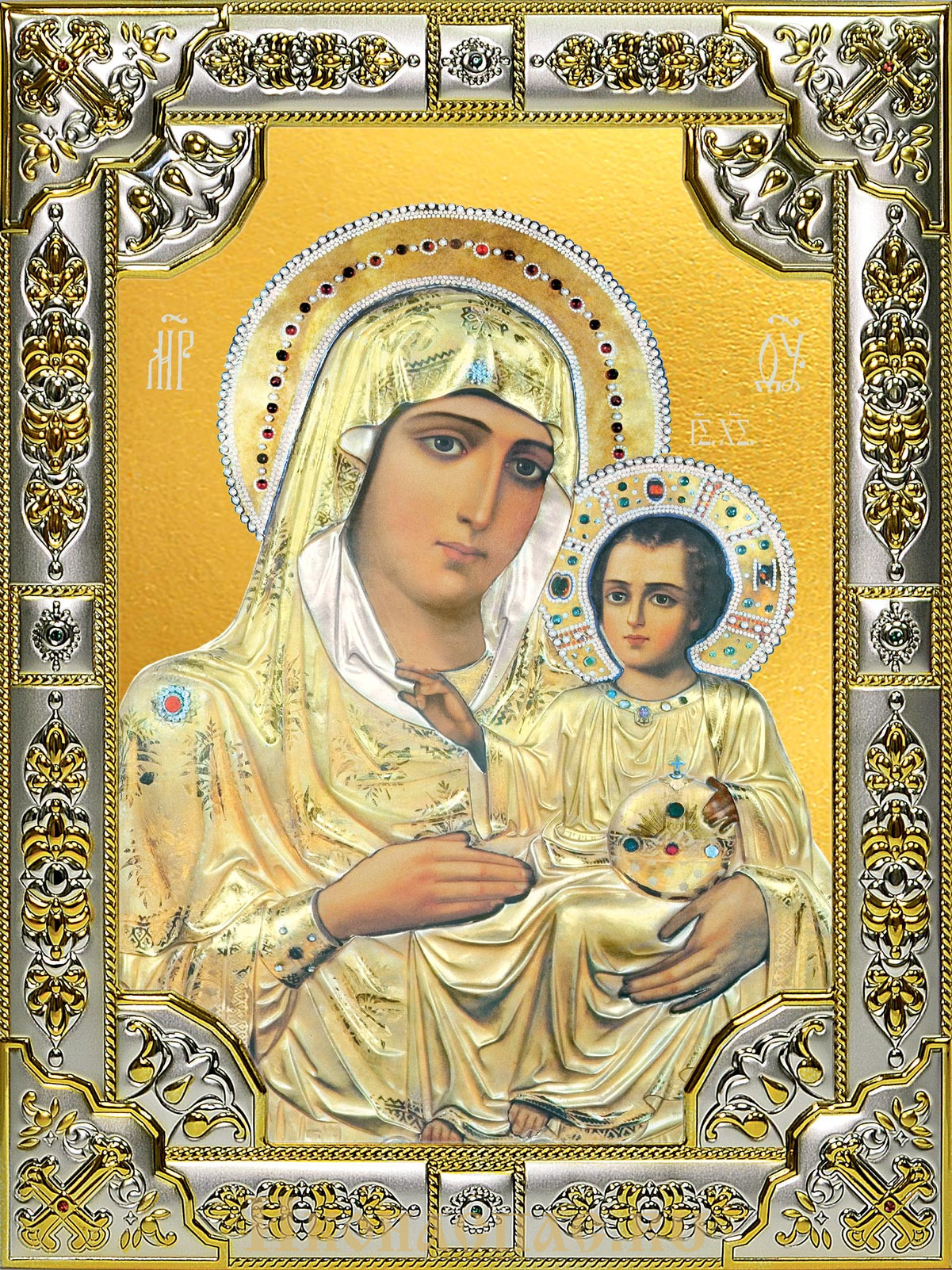 Икона Божья Матерь Иерусалимская, 18х24 см, в окладе B-248