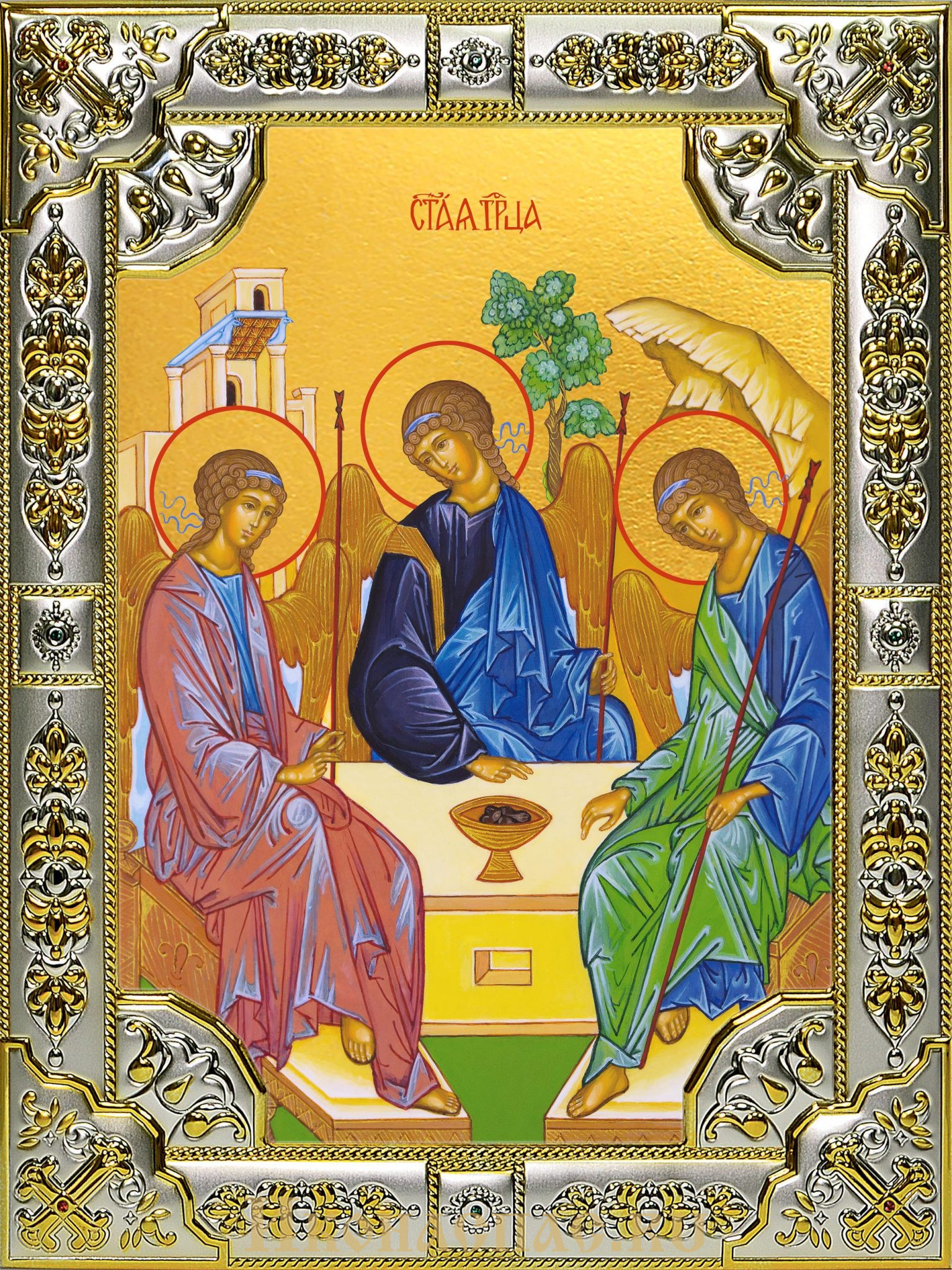 Икона Святая Троица, 18х24 см, в окладе B-6113