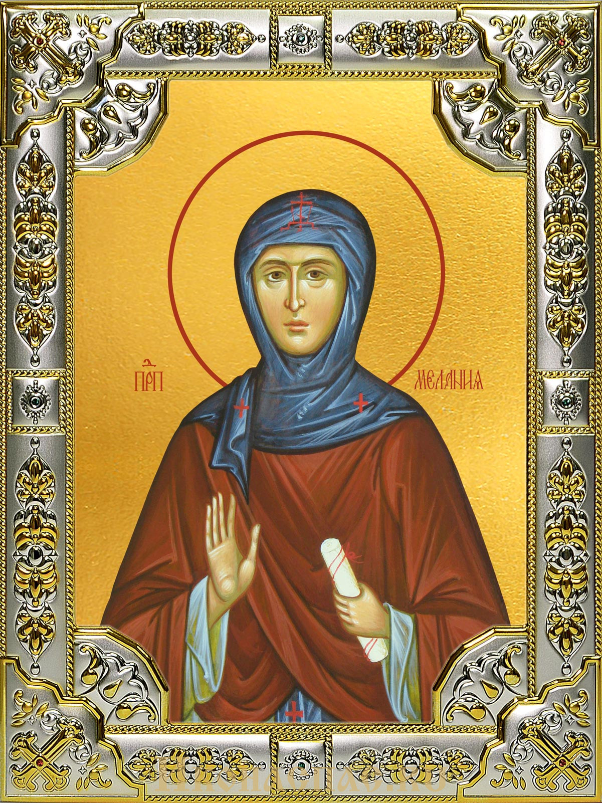 Икона Мелания Римляныня преподобная, 18х24 см, в окладе B-6867
