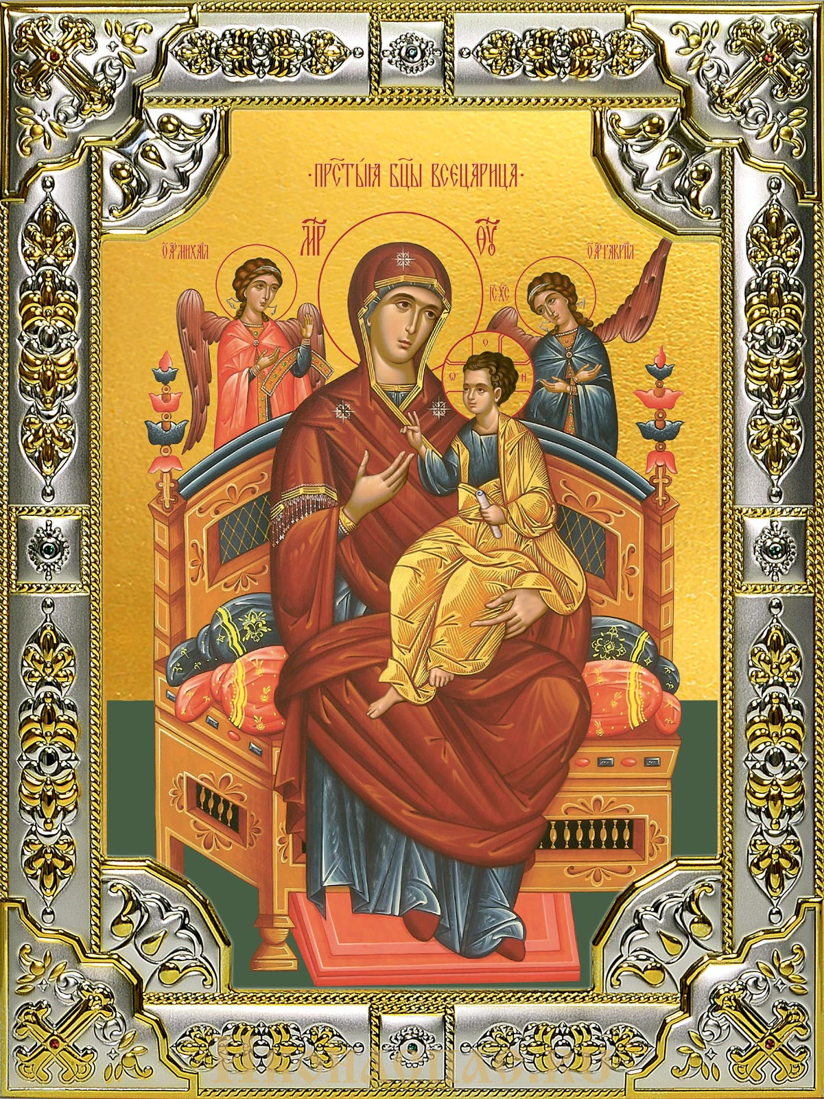 Икона Божья Матерь Всецарица, 18x24 см, в окладе B-315