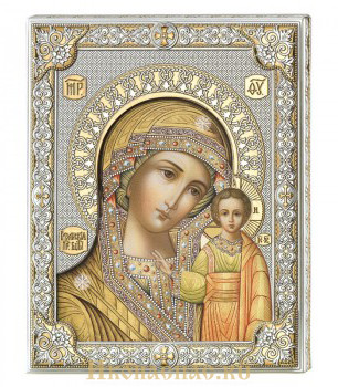 Икона Казанская Божья Матерь в окладе производство Италия