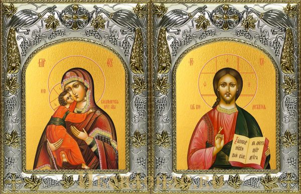 купить венчальную пару икон Господь Вседержитель и Владимирская икона Божьей Матери