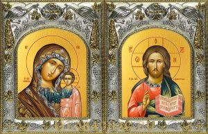 Венчальная пара икон Господь Вседержитель и Казанская икона Божьей Матери