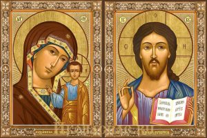 купить Венчальную пару икон Господь Вседержитель и Казанская Божья Матерь