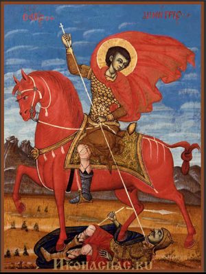 приобрести икону Димитрий Солунский на коне