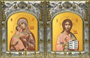 Венчальная пара икон Господь Вседержитель и Владимирская икона Божьей Матери