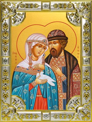 Купить икону святые Петр и Феврония Муромские с голубкой