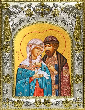 Купить икону святые Петр и Феврония Муромские с голубкой A-7113