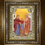 Икона Иоаким и Анна праведные богоотцы, в окладе и киоте 24х30 см BK-6697
