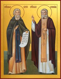 купить икону святых Сергия Радонежского и Серафиа Саровского