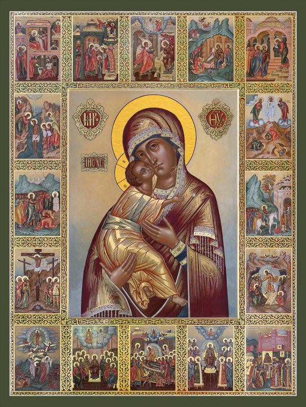 купить икону Владимирская Божией Матери с клеймами