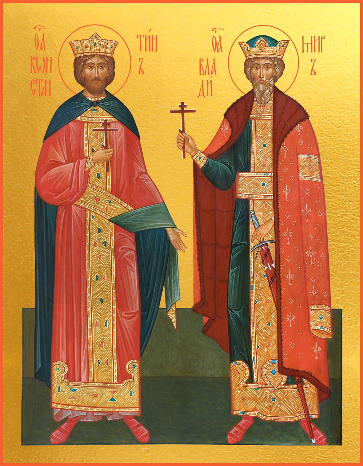 купить икону Константин царь и Владимир великий князь