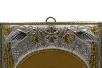 Фрагмент оклада для иконы. Крест и павлины. Живое фото